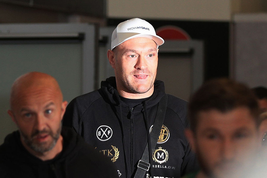 Tyson Fury arrives home representing WOW HYDRATE